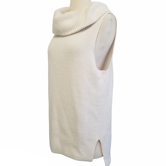LOU & GREY White Sleeveless Cowl Neck Knit Top S - Picture 3 of 8